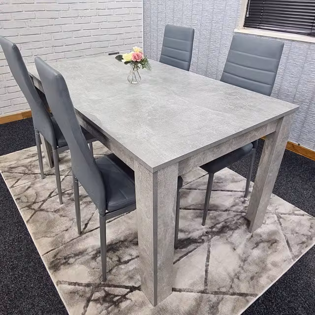 KOSY KOALA Modern 4 Seater Dining Table and Chairs Set in Grey, W/D/H: 117 x 77 x 75 cm – 1