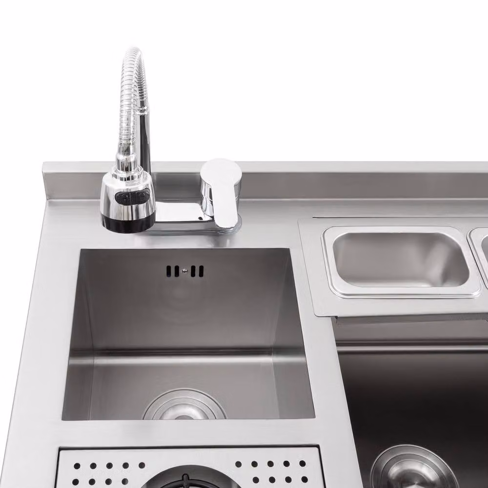 Monstershop Premium Cocktail Bar Station in Silver Stainless Steel and Glass – 4