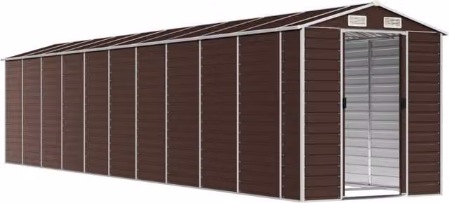 Berkfield Home Brown Galvanised Steel Gable Garden Shed W/D/H: 191 x 895 x 198 cm – 1