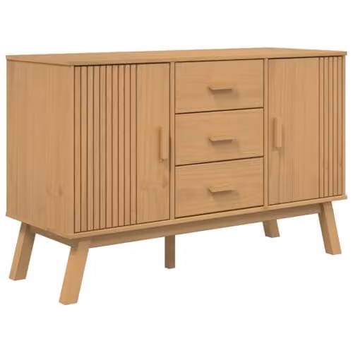 vidaXL OLDEN Sideboard in Brown Waxed Solid Pine, W/D/H: 114 x 43 x 73.5 cm – 1