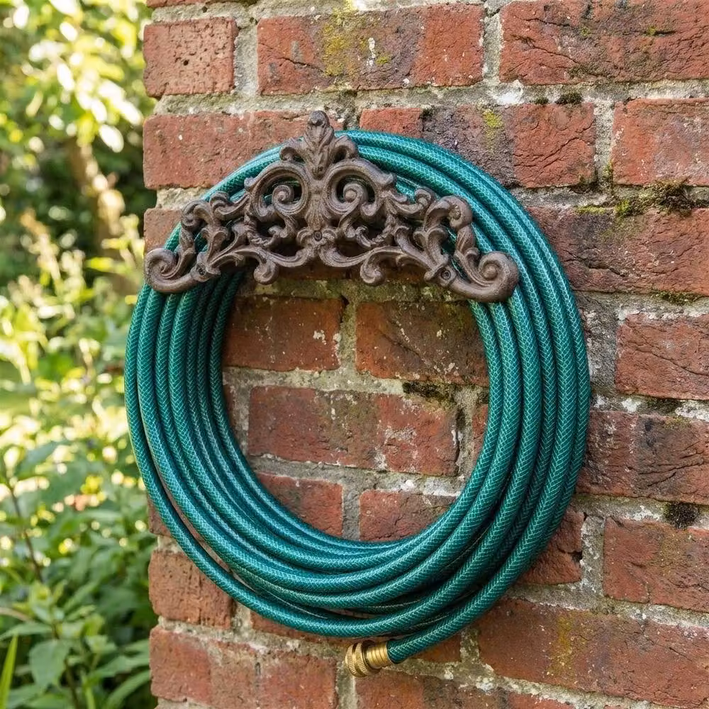 NESTLUNE Antique Cast Iron Wall Mounted Hose Hanger in Brown – 4