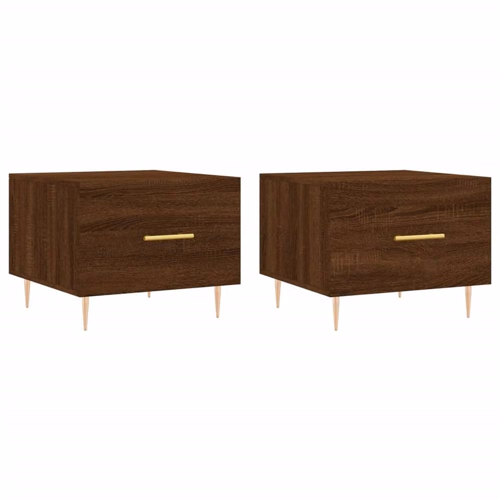 Berkfield Home Set of 2 Brown Oak Decorative Coffee Tables, W/D/H: 50 x 50 x 40 cm – 2