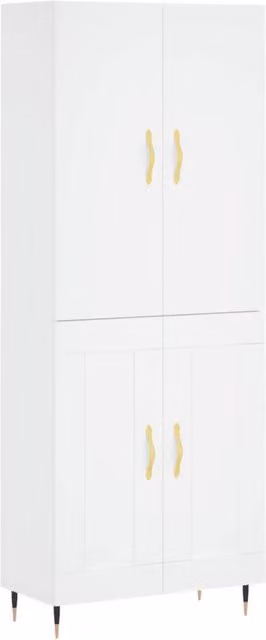 Berkfield Home Modern White Matt Highboard with Hinged Doors and Internal Shelves, W: 69.5 cm, D: 34 cm, H: 180 cm