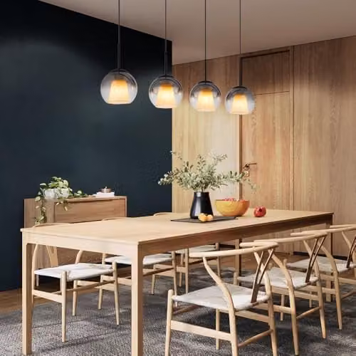 Netlighting Barry Bar Pendant Light with Black Metal and Smoke Glass Spheres, 4x E27 – 3