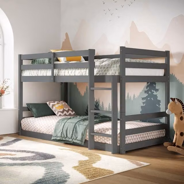 Flair Shasha Low Bunk Bed in Grey Solid Wood