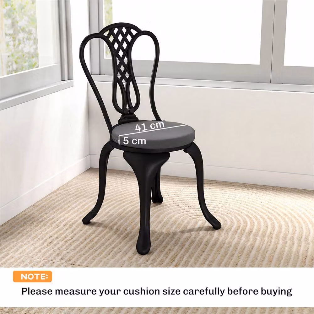 EONLION Set of 4 Round Dark Grey Bistro Chair Cushions with Foam Padding, Diameter: 100 cm – 1