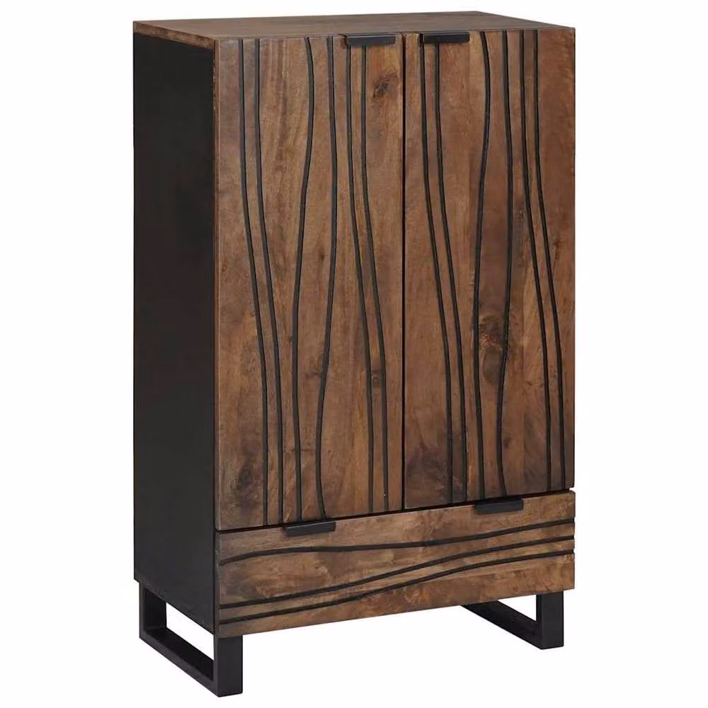 Berkfield Home Modern Mango Wood Highboard in Brown, W/D/H: 60 x 33.5 x 100 cm – 2