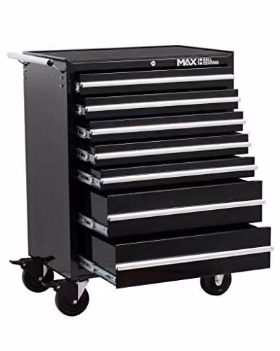 Hilka PMT111 Professional 7 Drawer Rollaway Cabinet in Black, H 95.5 x W 68.5 x D 46.5 cm