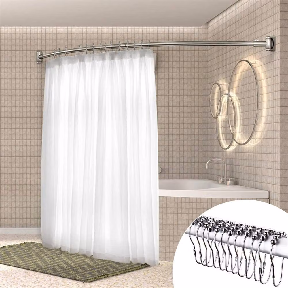 SPETLEK Silver Stainless Steel Curved Oval Shower Curtain Rod – 2
