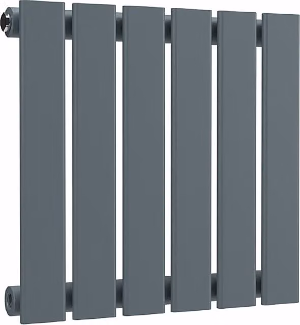 Lux Heat Single Flat Horizontal Wall Mounted Steel Radiator in Grey, W: 40 cm, H: 42 cm