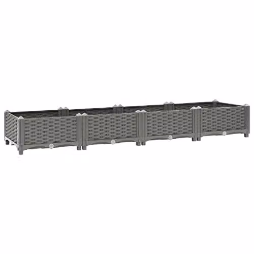 vidaXL Grey Plastic Raised Bed W/D/H: 160 x 40 x 23 cm