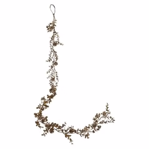 VFM e-Store Christmas Leaves and Pinecones Hanging Garland Decoration in Cream, White, Gold and Beige, W/D/H: 140 x 10 x 10 cm