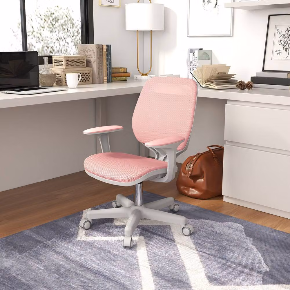 STILVORA Pink Fabric Task Chair with Armrests and Castors, W/D/H: 120 x 44 x 60 cm – 2