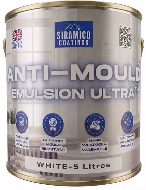 Siramico Coatings Anti Mould Paint Ultra Matt White Dispersion 5 l