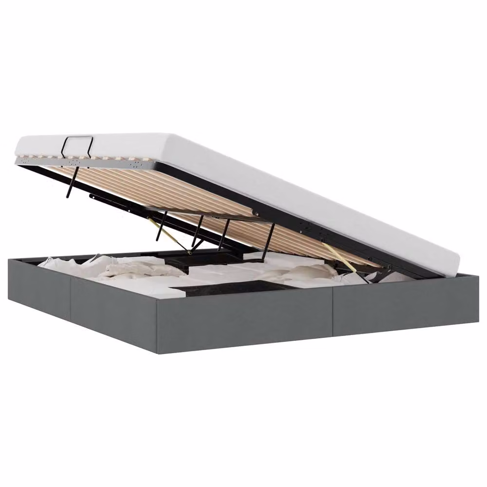 Berkfield Home Modern Fabric Storage Bed in Dark Grey, W/D/H: 193 x 203 cm – 2