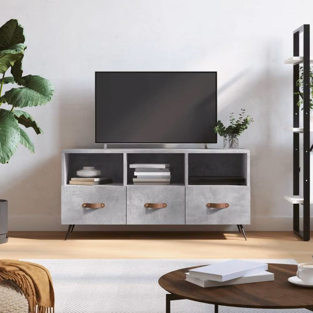 Berkfield Home Industrial TV Cabinet in Concrete Grey, W/D/H: 102 x 36 x 50 cm – 2