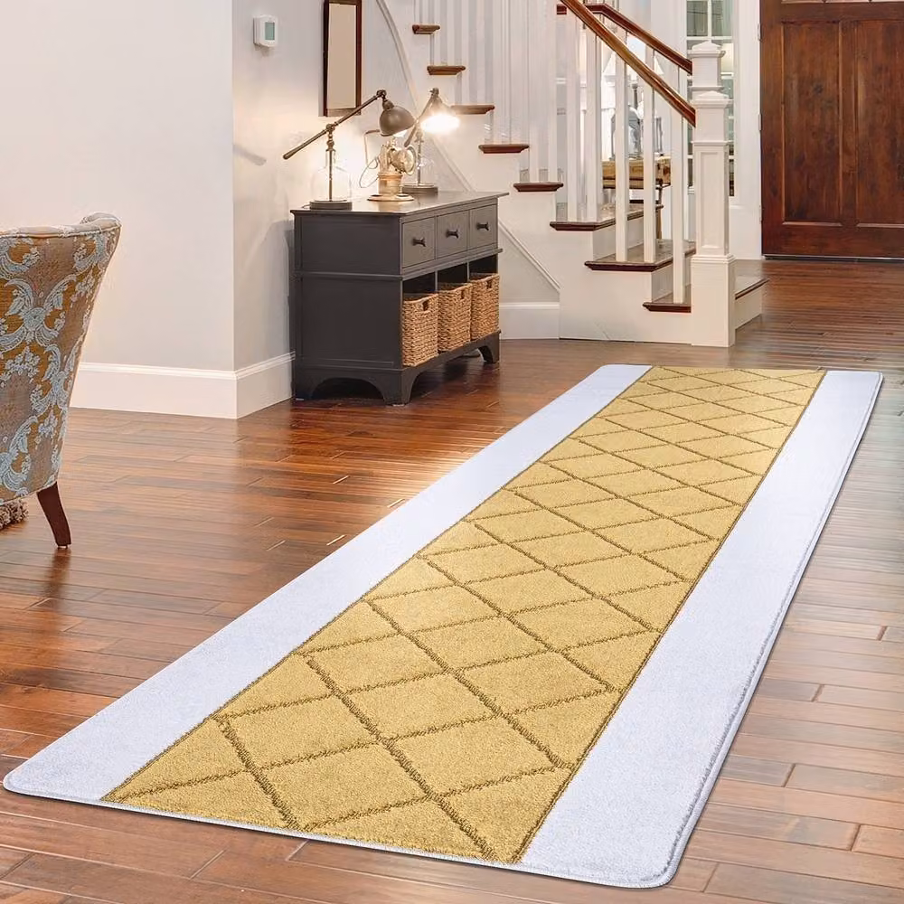 Smart Living Carmela Non-Slip Machine Washable Hallway and Kitchen Door Mat, Gold, W: 60 cm, D: 40 cm – 2