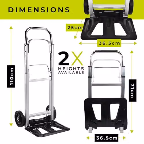 WMR Heavy Duty Aluminium Folding Hand Truck Trolley in Silver, 90kg Max Load Capacity – 3