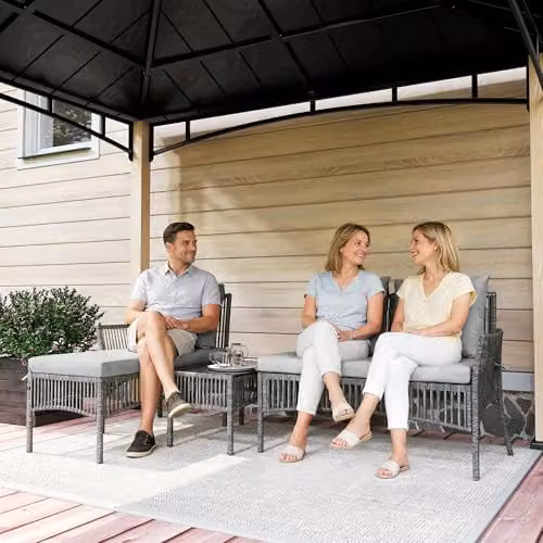 Outsunny 3 Piece Rattan Garden Furniture Set with Cushions, Grey – 8