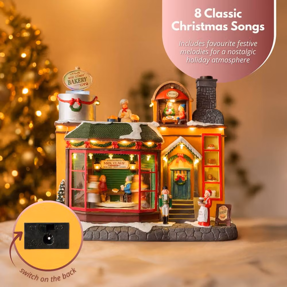 Marco Paul Musical Mrs Claus' Bakery LED Christmas Tabletop Decoration with Oil Diffuser in Multicolour – 6