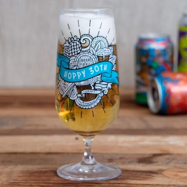 Boxer Gifts Men's 30th Birthday Craft Beer Glass in Transparent