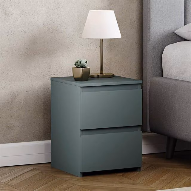 SPETLEK 2 Drawer Green Bedside Table Chest of Drawers in Scandinavian Style