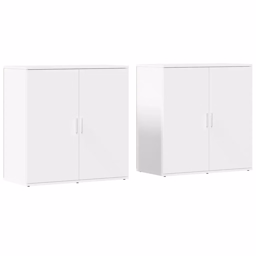 Berkfield Home Set of 2 White MDF Sideboards, W/D/H: 79 x 38 x 80 cm