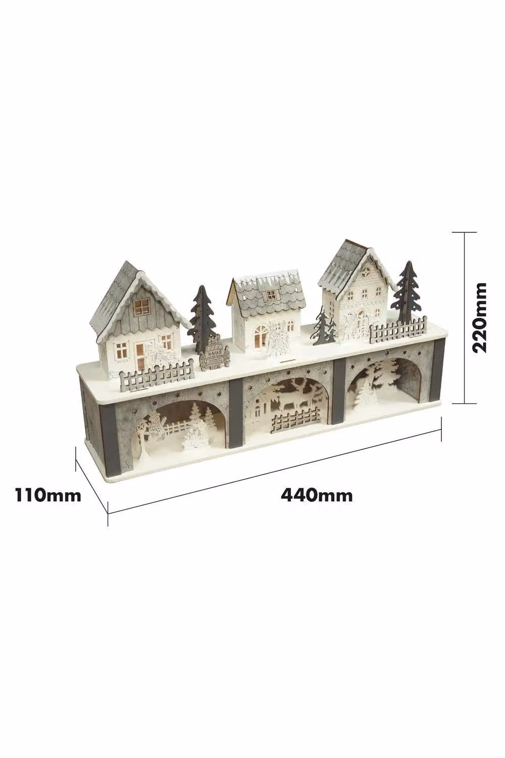 Netagon Battery Powered Wooden Light Up Christmas Festive Scene in White and Brown – 6