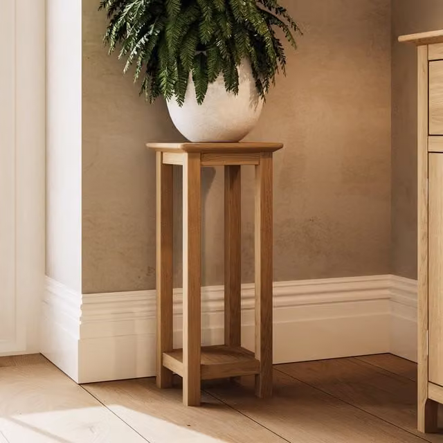 Taberno Modern Painted Side Table with Shelf and Oak Effect Top in Brown