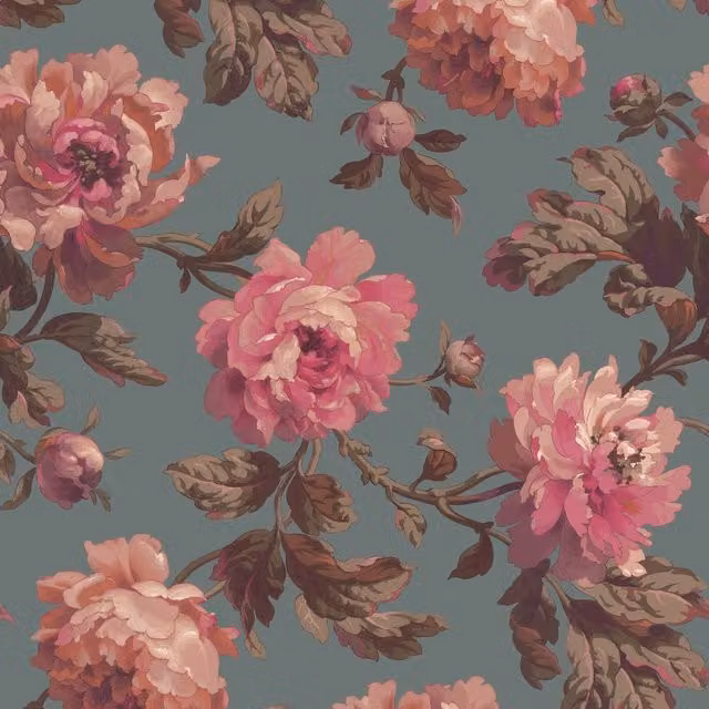 House of Hackney Chinois Wallpaper Sample in Green and Multicolour Floral Botanical Oriental Design