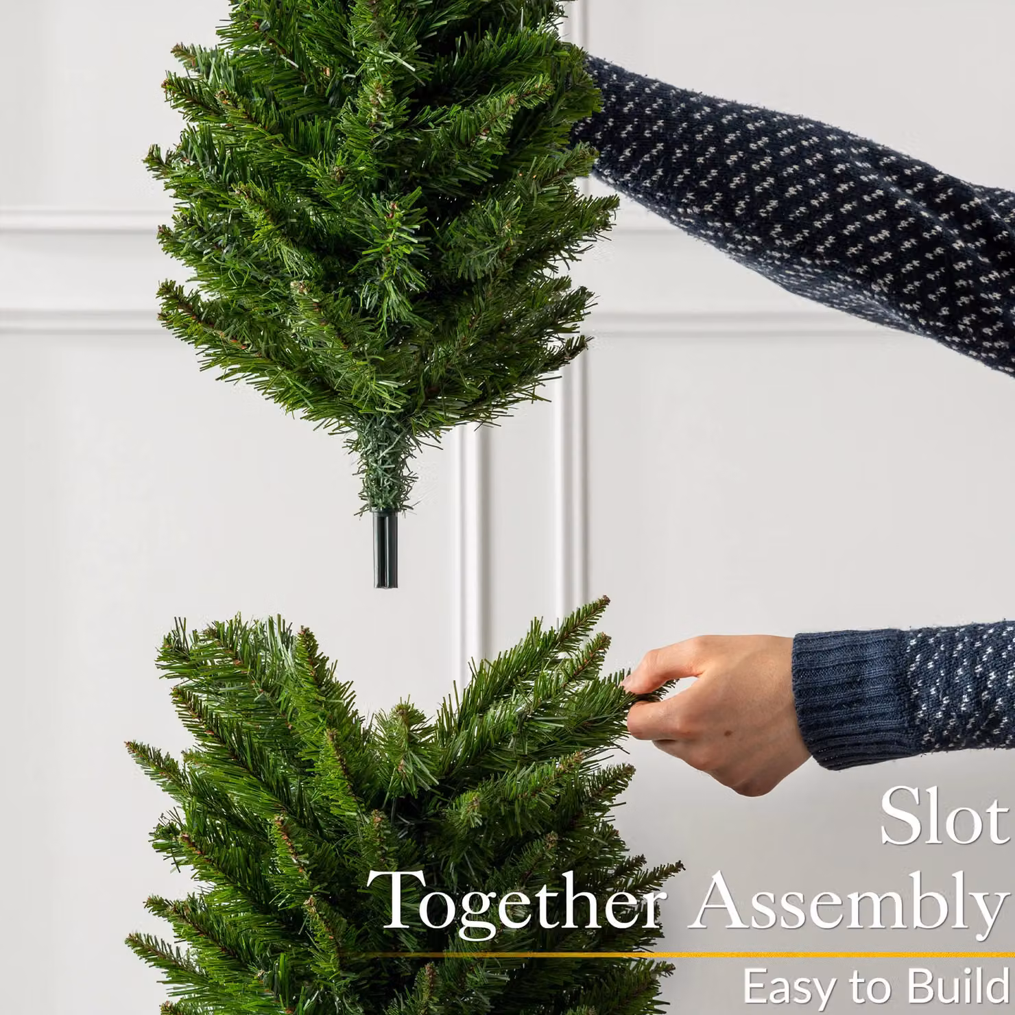 Christow Slim Artificial Corner Pencil Christmas Spruce Tree in Green with Base Stand – 4