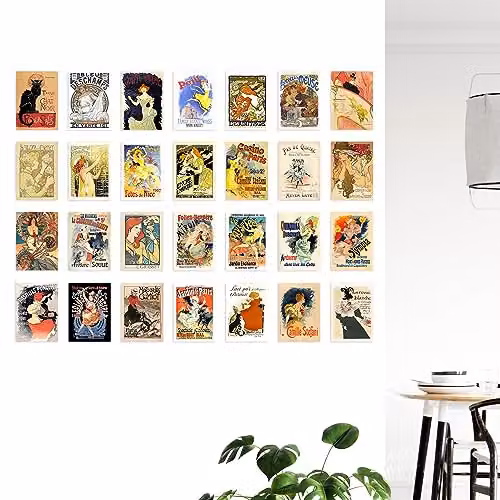 Artery8 50 Piece Old French Advertising Aesthetic Collage Kit Multicolour Paper Wall Art Prints, W: 15 cm, H: 10 cm – 3