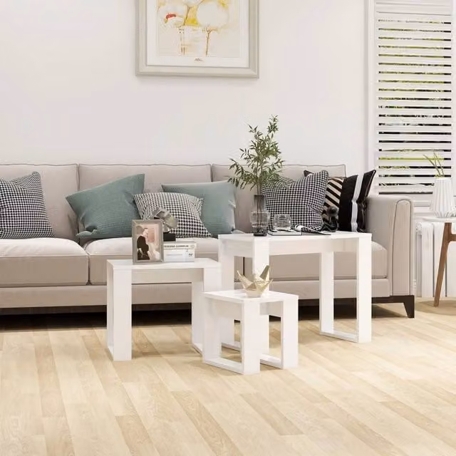 Berkfield Home Nesting Tables, 3 Piece Set in White Matt MDF