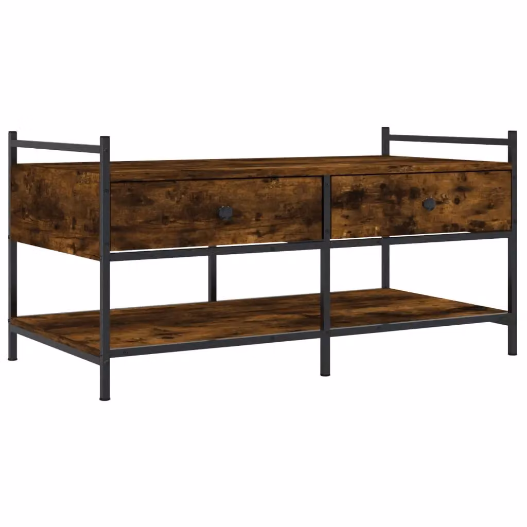 Berkfield Home Smoked Oak Coffee Table in Brown, W/D/H: 99 x 50 x 50 cm – 2