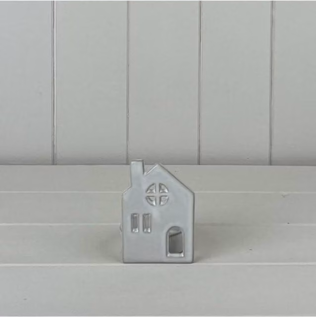 KDMD White Ceramic House Tealight Holder