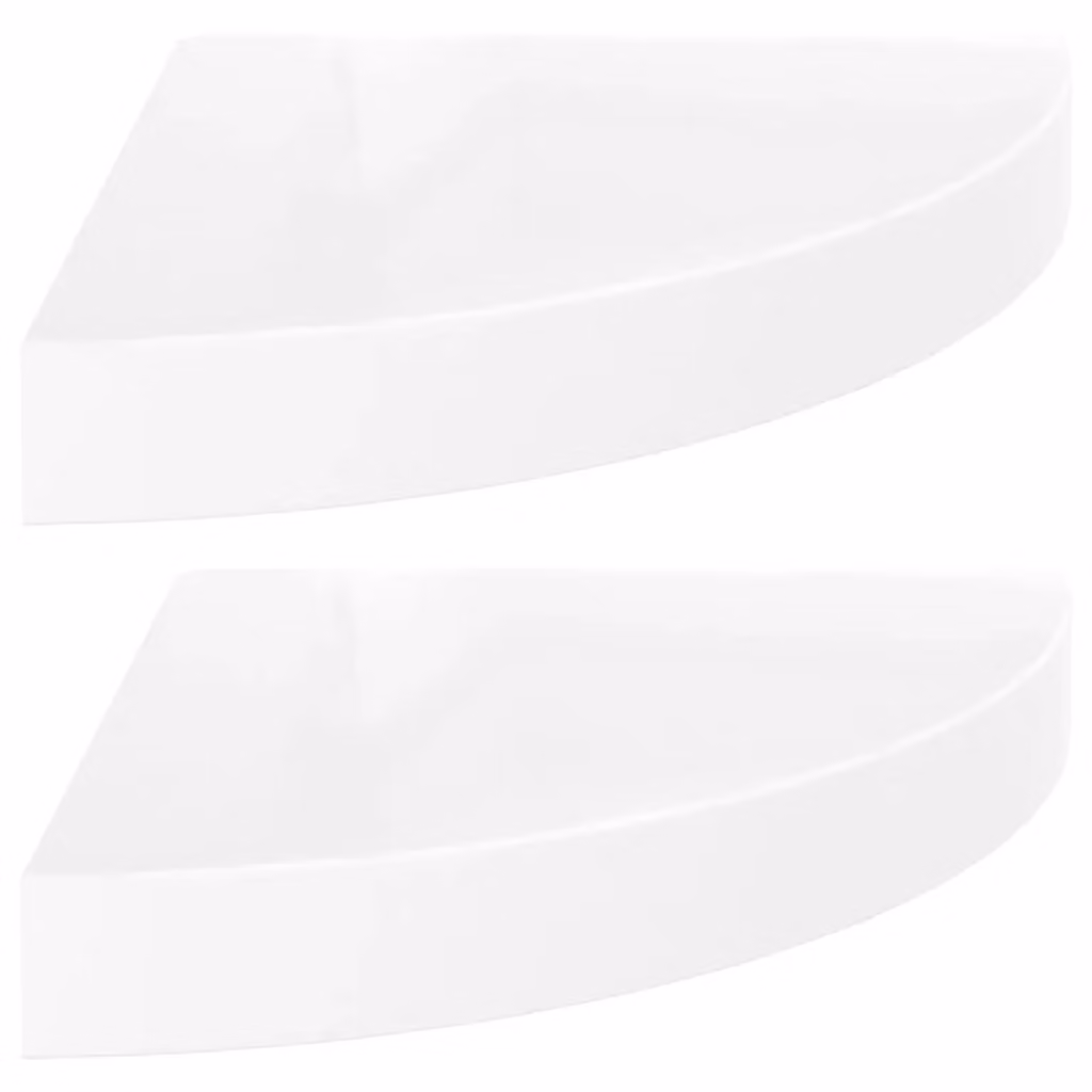 Berkfield Home Set of 2 High Gloss White Floating Corner Shelves, W/D/H: 25 x 25 x 3.8 cm – 2