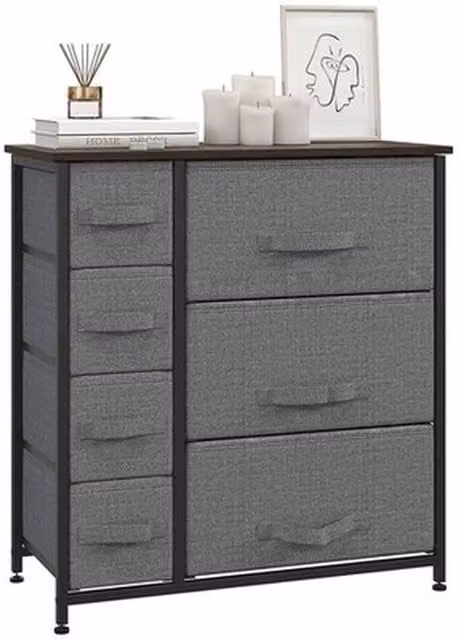 NESTLUNE 7-Drawer Chest of Drawers in Grey, W: 100 cm, D: 15 cm, H: 71 cm