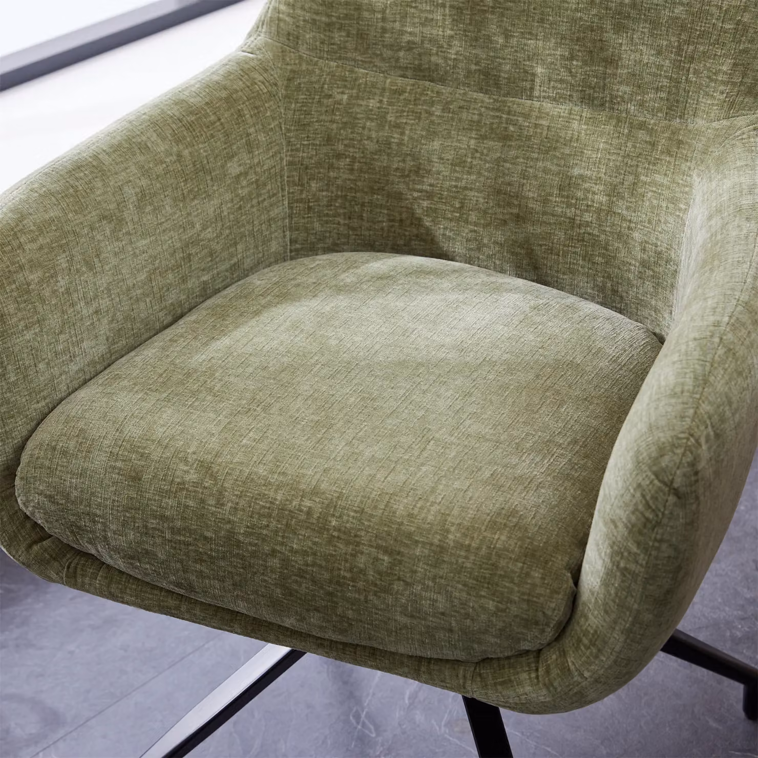 FURNITURE ONE Set of 2 Padded Green Fabric Dining and Task Chairs with Metal Frame – 3