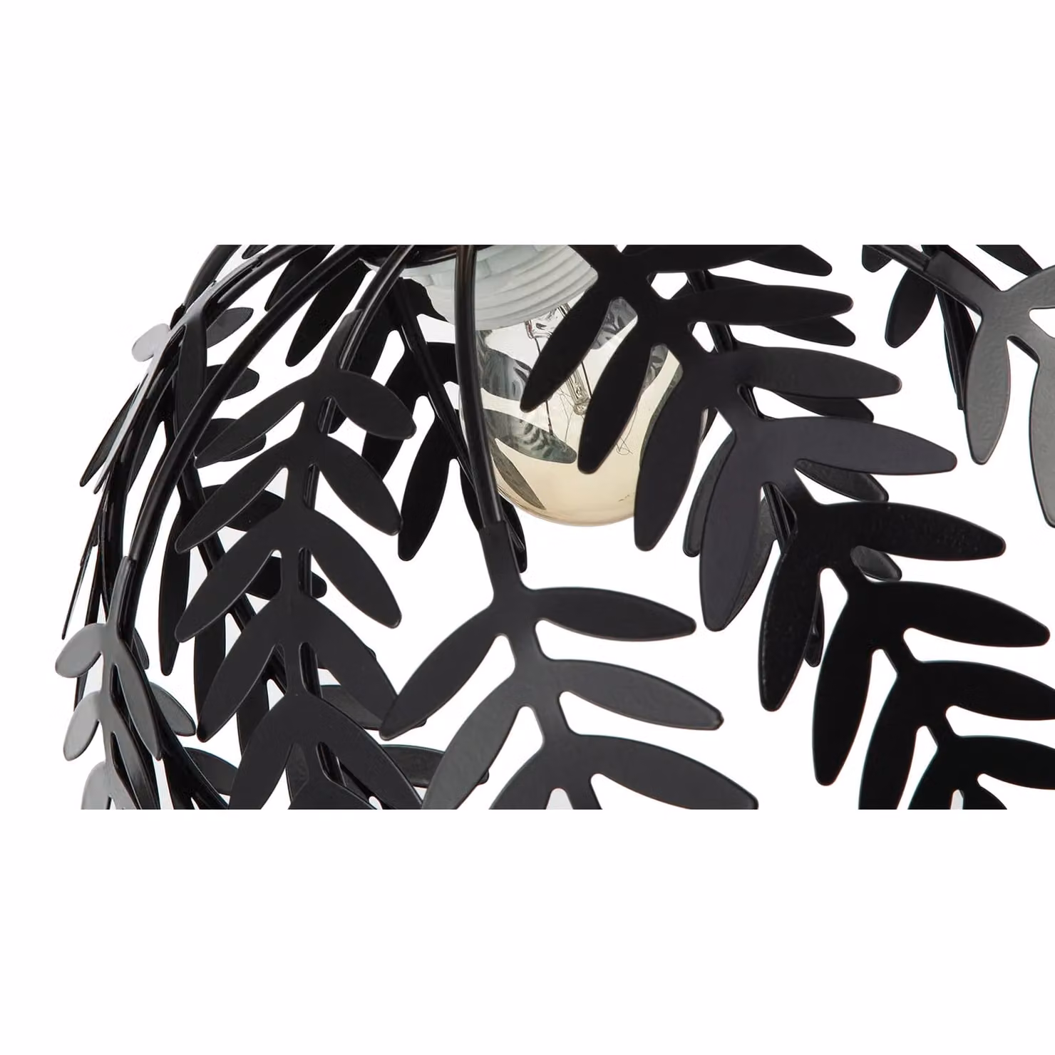 Happy Homewares Traditional Fern Leaf Design Ceiling Pendant Light Shade in Black Metal – 4