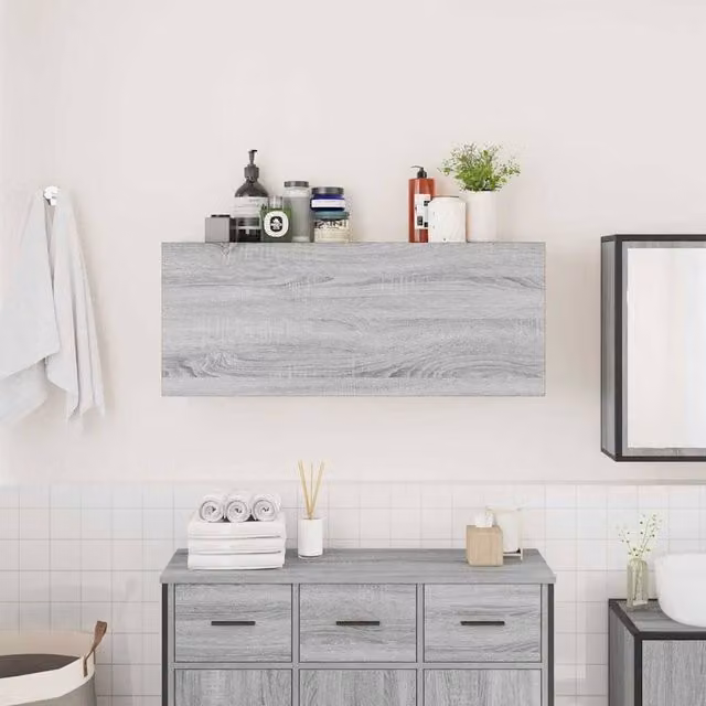 Berkfield Home Decorative Grey Sonoma Bathroom Wall Cabinet W/D/H: 100 x 25 x 40 cm