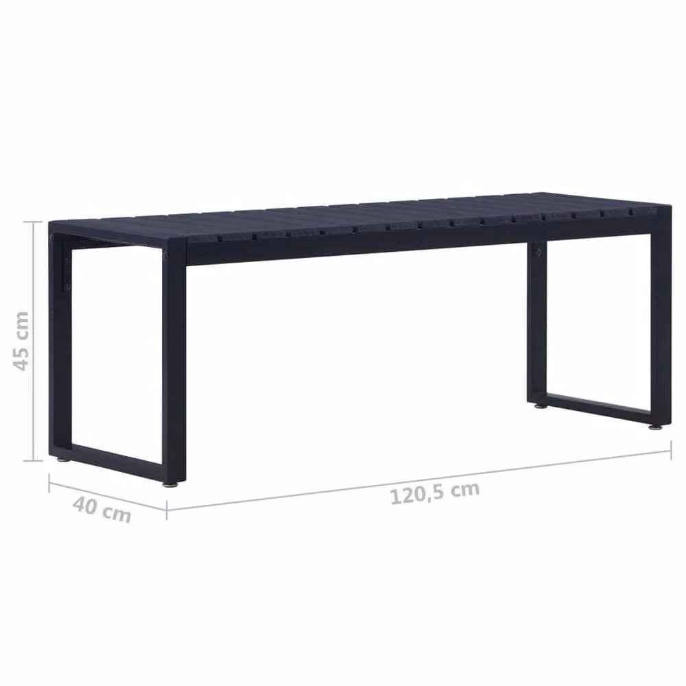 NESTLUNE Modern Garden Bench in Black with Metal and Plastic Construction, W/D/H: 120.5 x 100 x 15 cm – 2