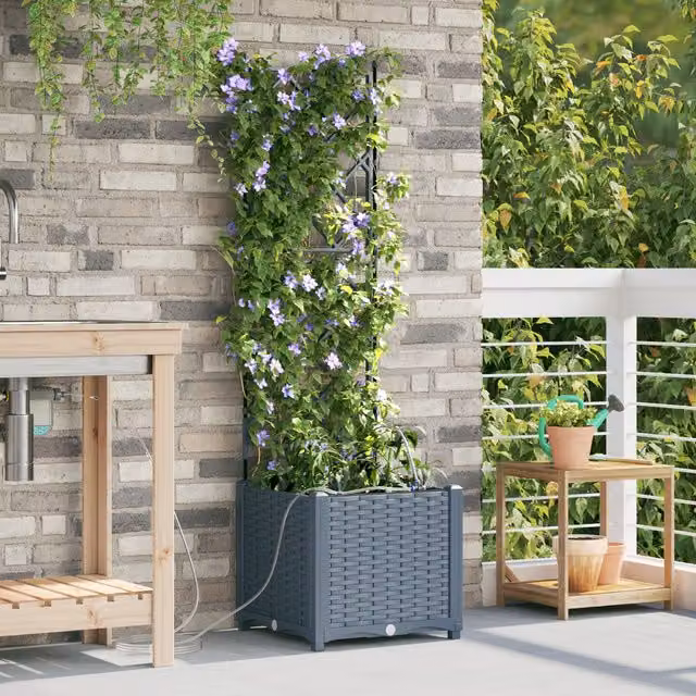 Berkfield Home Garden Planter with Water Irrigation System in Grey and Multicolour Stainless Steel – 1