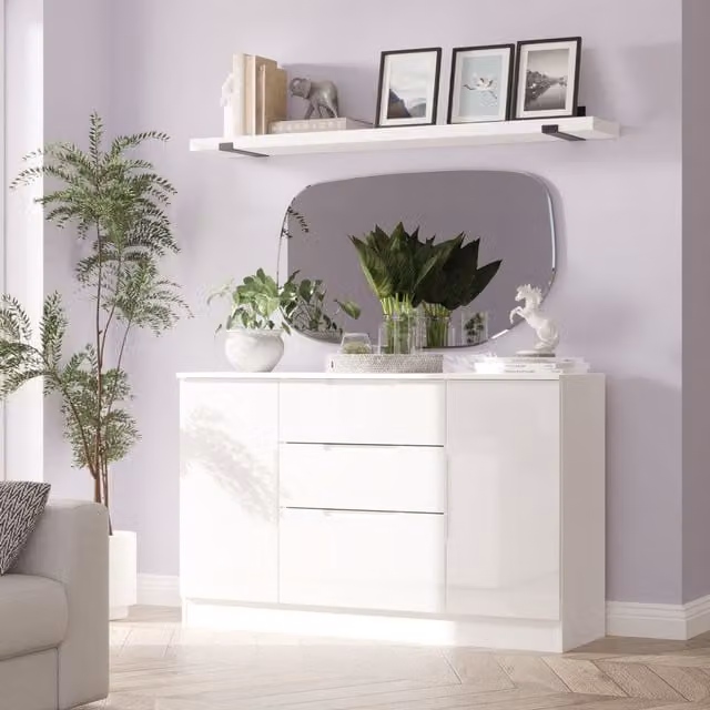 Lucca Ready Assembled 2 Door 3 Drawer Sideboard in White