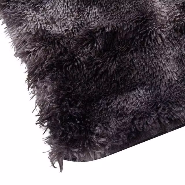 KORVIXA Grey Fluffy Faux Fur and Fleece Reversible Throw Blanket, W/D/H: 100 x 190 cm