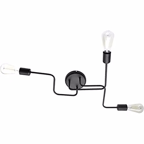 Netlighting Helam Tube Multi Arm Semi Flush Ceiling Light in Black, 66 cm