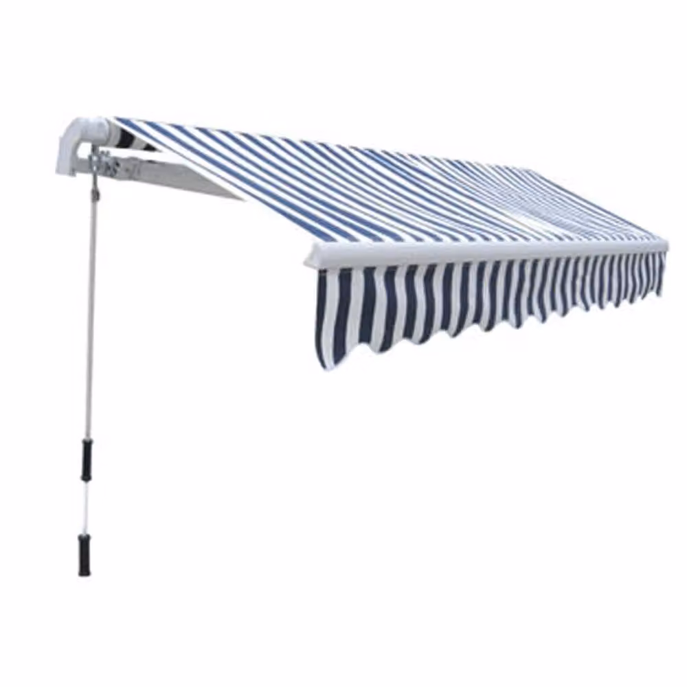 Berkfield Home Manual Operated Folding Awning, Blue and White Striped, Width: 300 cm – 3
