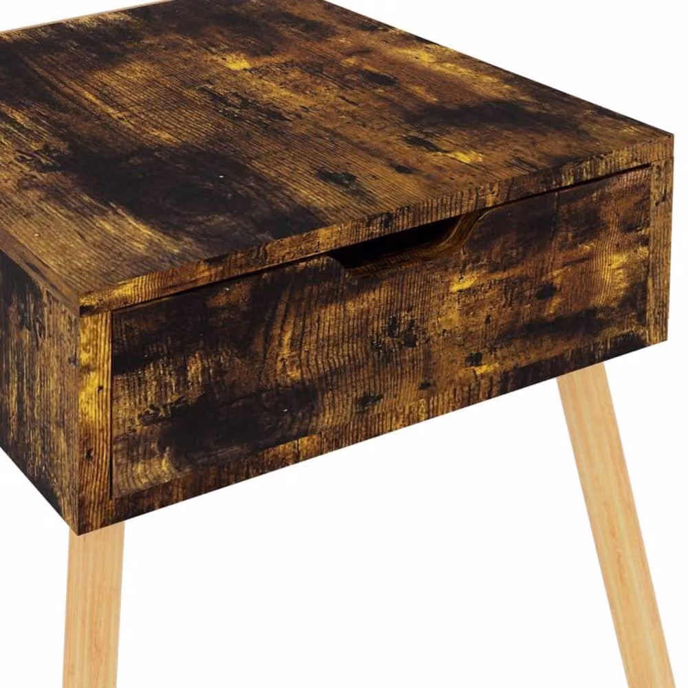 Berkfield Home Smoked Oak Bedside Cabinet in Brown, W/D/H: 40 x 40 x 56 cm – 4