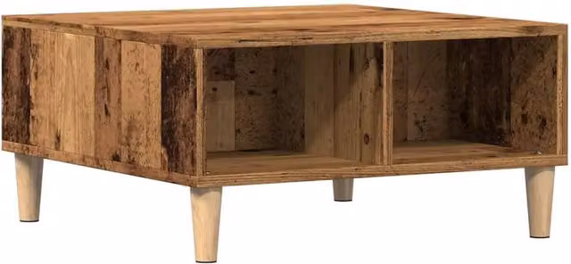 Berkfield Home Square Coffee Table in Brown Old Wood, W/D/H: 60 x 60 x 30 cm – 1