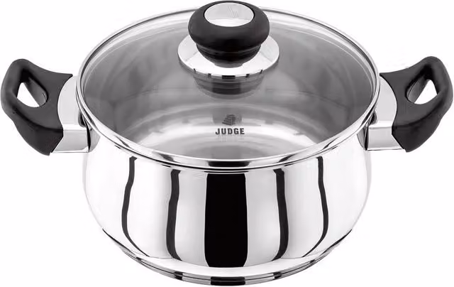 Judge Vista Stainless Steel Casserole Pot with Glass Lid, Silver, 20cm, 2.4L – 1