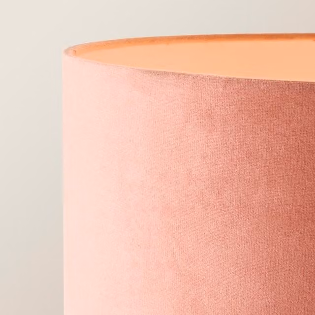 ValueLights Marissa Velvet Squat Shade Candlestick Floor Lamp in Pink and Brushed Gold